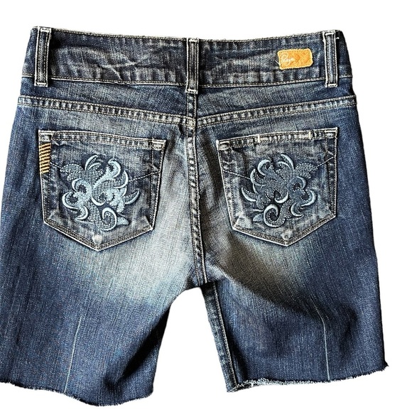 Paige Women's Hidden Hills Raw Hem High Rise Denim Jean Shorts Size 28 - Picture 3 of 13